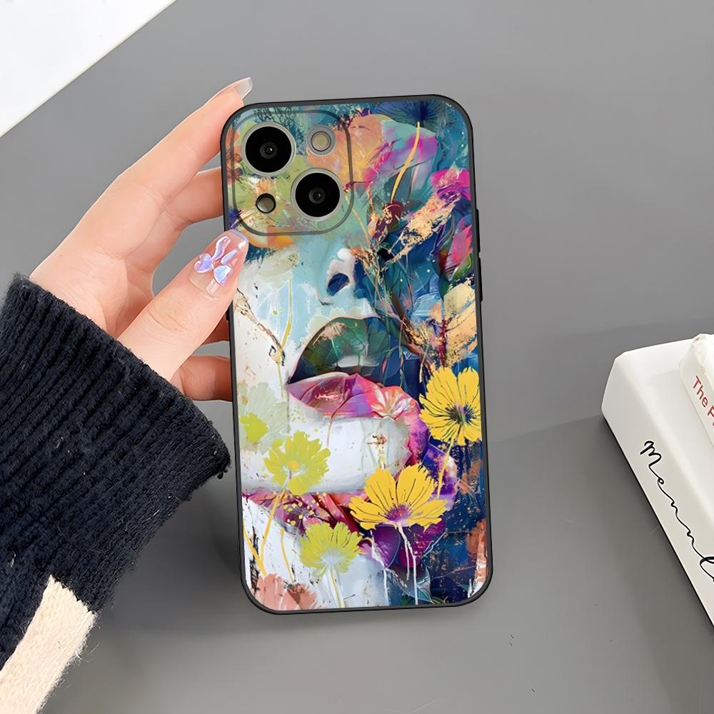 Абстрактные Цветы Девочка Искусство Чехол для Телефона Для Iphone 17 Air 15 Pro Max 14 Pro 16 Plus 12 13 11 Xr X Xs 8 7 Plus Задняя Крышка
