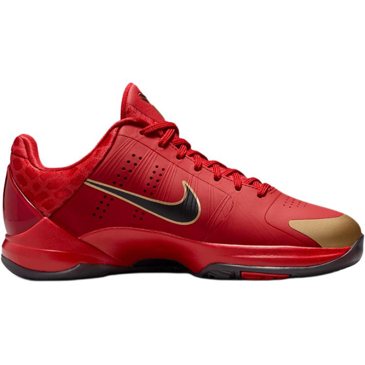 Nike Кроссовки Nike Zoom Kobe 5, нескользящие, износостойкие, низкие, детские, для баскетбола, красно-черные, унисекс, HM3753-600