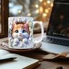 Cat Ceramic Mug 11 Oz Ceramic Drinking Mug Classic 3D Bookshelf Water Cup Christmas Cat Lovers Gift
