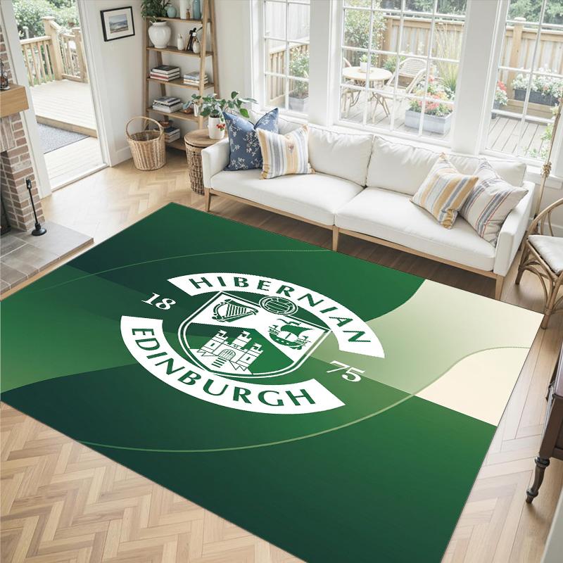 Hibernian FC Design Crystal Velvet Carpet Cozy Non?Slip Printed Rug For Bedroom Living Room Entrance