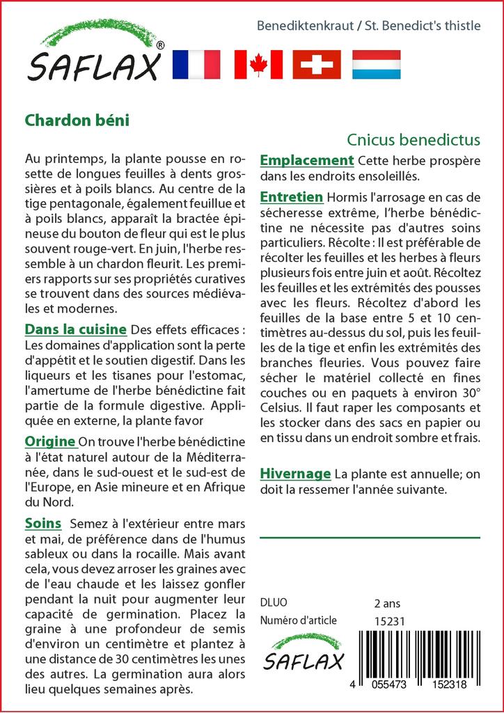 SAFLAX Сад в мешке - ул.. Чертополох Бенедикта - 50 семян - С субстратом в подходящем стоячем пакете - Cnicus benedictus