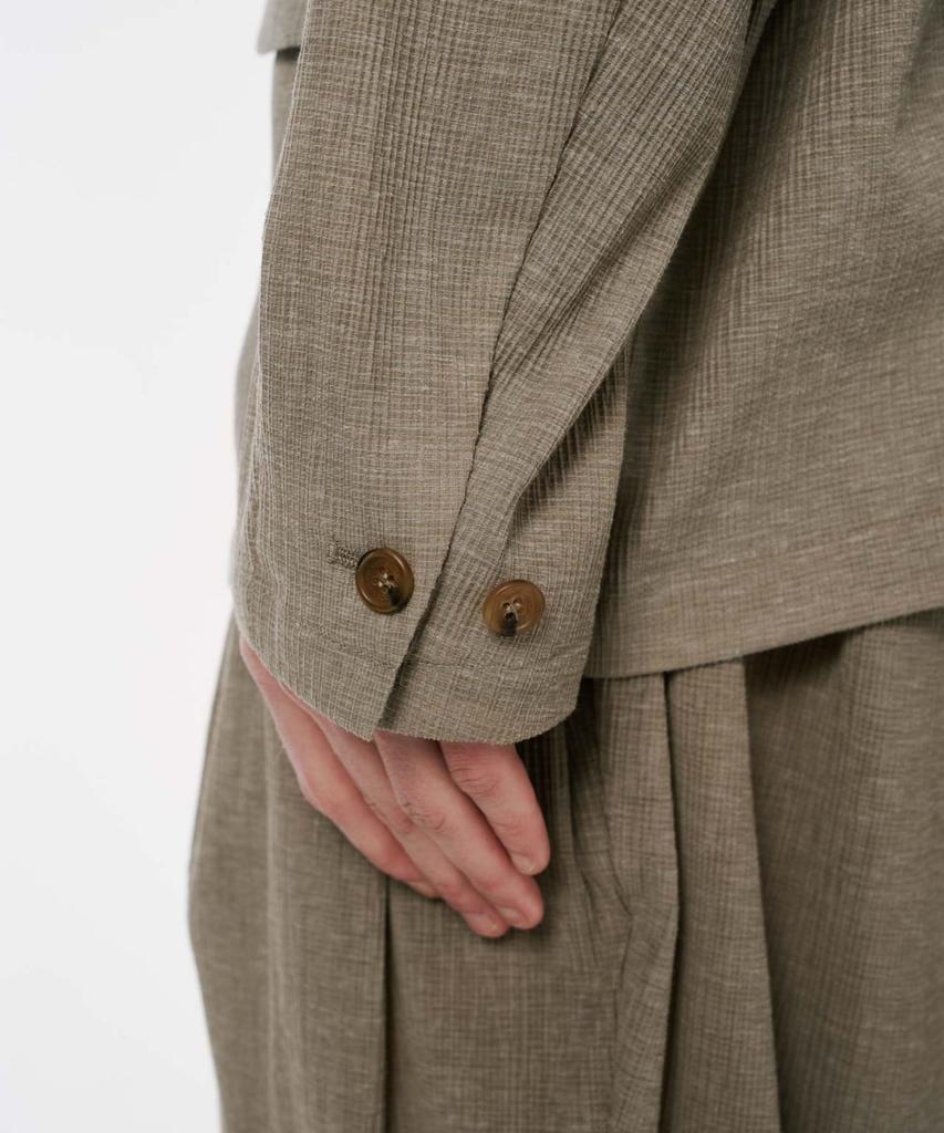 Codemorph Pleated Relaxed Fit Linen Jacket Khaki