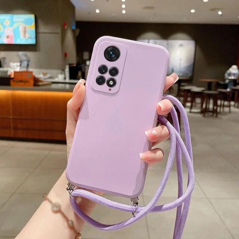 Чехол с ремешком через плечо для Xiaomi Redmi 13C 12 12C 10 9 9A 9C 9T 8 8A Note 12 11 10 S Pro, силиконовая мягкая задняя крышка из ТПУ/Samsung S24 S23 S22 Ultra