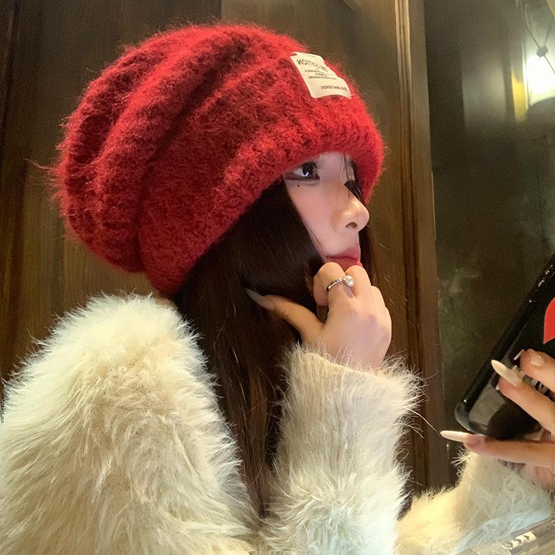 Осенне-зимние шапки женские большой окружности головы вязаные шапки модные универсальные шерстяные шапки флисовые наушники теплые холодные шапки