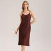 WB Solid Color Satin Slip Dress - Casual Women's Pajamas Homewear