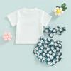 Летняя футболка с буквенным принтом для малышек + шорты с принтом цветов ромашки + повязка на голову, комплект из 3 предметов, одежда для детей 0-3 лет