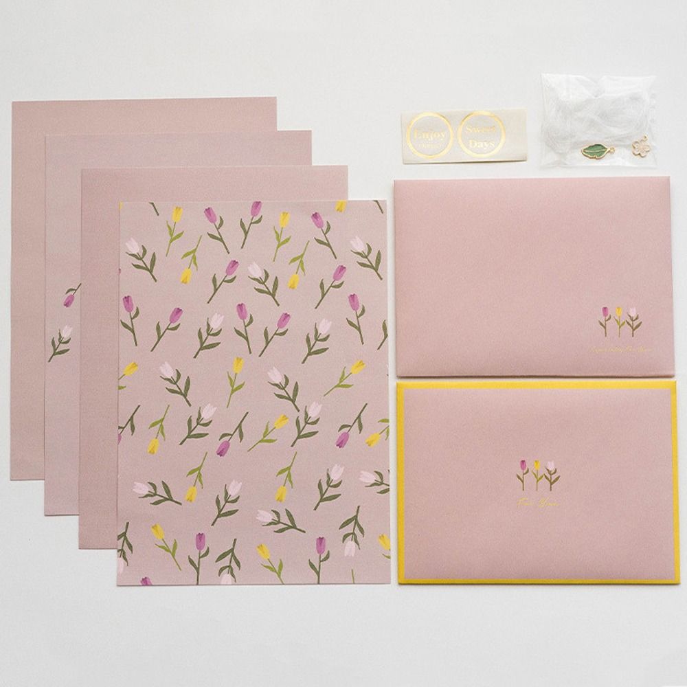 DIY Postcard Floral Envelopes Flowers Letter Writing Paper Holiday Wishes Letter Pads  Stationery