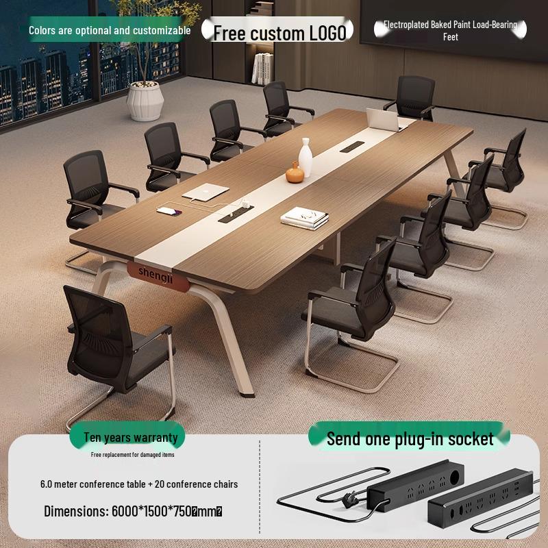 Modern Simple Long Conference Table & Chair Set for Office/Employee Training
