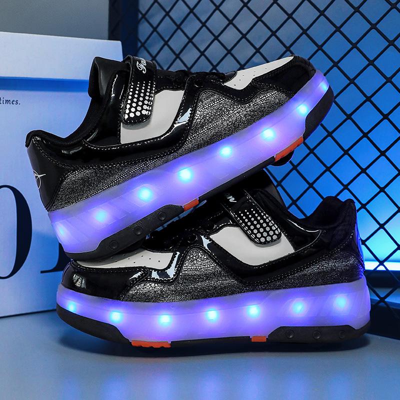 TUINANLE Children’s Two Wheels Luminous Glowing Sneakers Heels Light Roller Skate Shoes