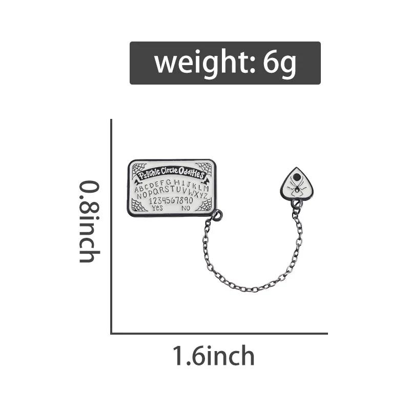 Psychic Circle Oddities Yes or No Choice Brooches Spider Web English Letter Number Spider Chain Enamel Pins Gothic Jewelry Gifts