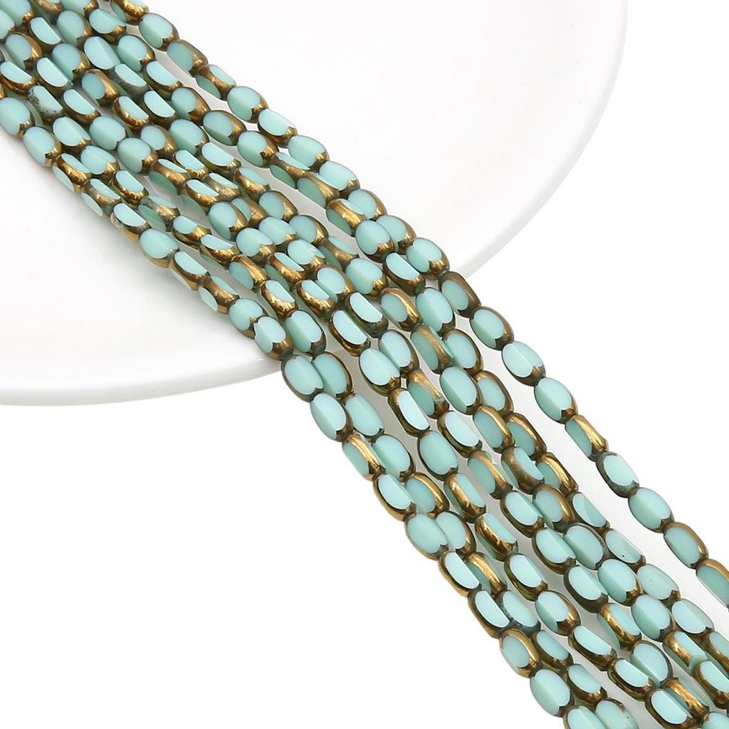 Овальные ограненные стеклянные кристаллы с золотистой окантовкой, в форме рисовых зерен, для изготовления украшений