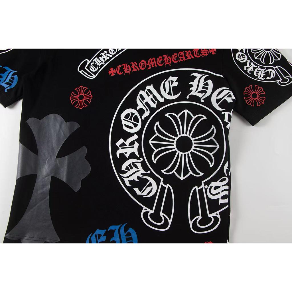 W363 CHROME HEARTS 2025 Summer New High Quality Cotton Round Neck Loose Large Size Men's and Women's T-shirt Couple T-shirt