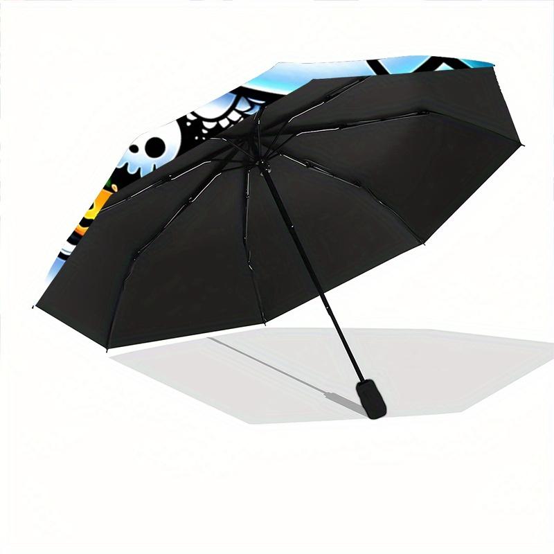 1pc Creative Ghost Hello Kitty Halloween Cartoon Umbrella, Portable 3-Fold Compact Umbrella, Suitable for Camping, Hiking and Travel, Ideal Easter Bir