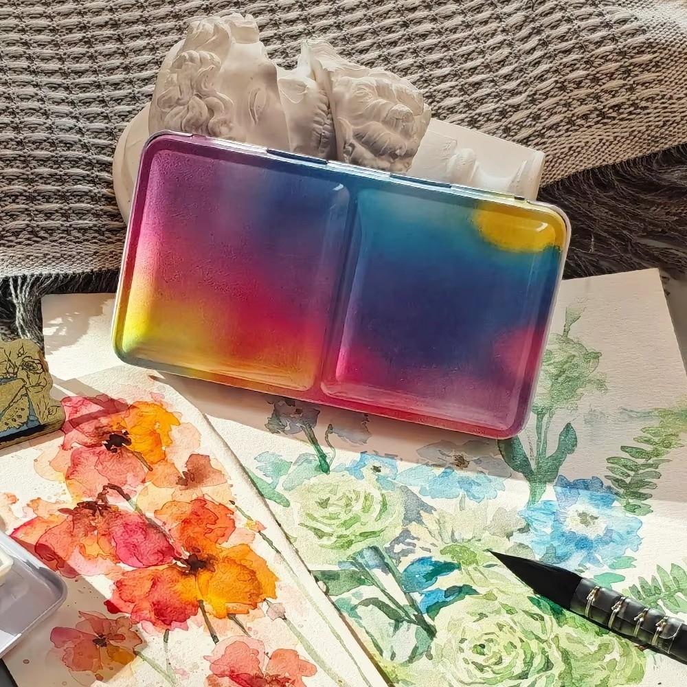 Empty Folding Iron Case Foldable Watercolor Paint Box Portable Art Supplies Box  Watercolor Paint