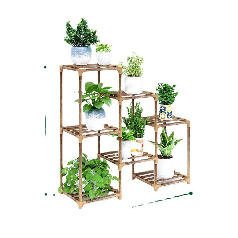 Solid Wood Multi-Layer Indoor Balcony Flower Stand for Bonsai, Succulents & Hanging Plants