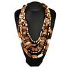 Vibrant Bohemian Style Multilayer Necklace Artistic Bohemian Multilayer Wood Neck Chain Jewelry Set for Music Festivals
