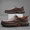 Retro Style Leather Loafers Mens Comfort Casual Shoes Breathable Male Driving Footwear Moccasin Travel Climbing Camping Footwear