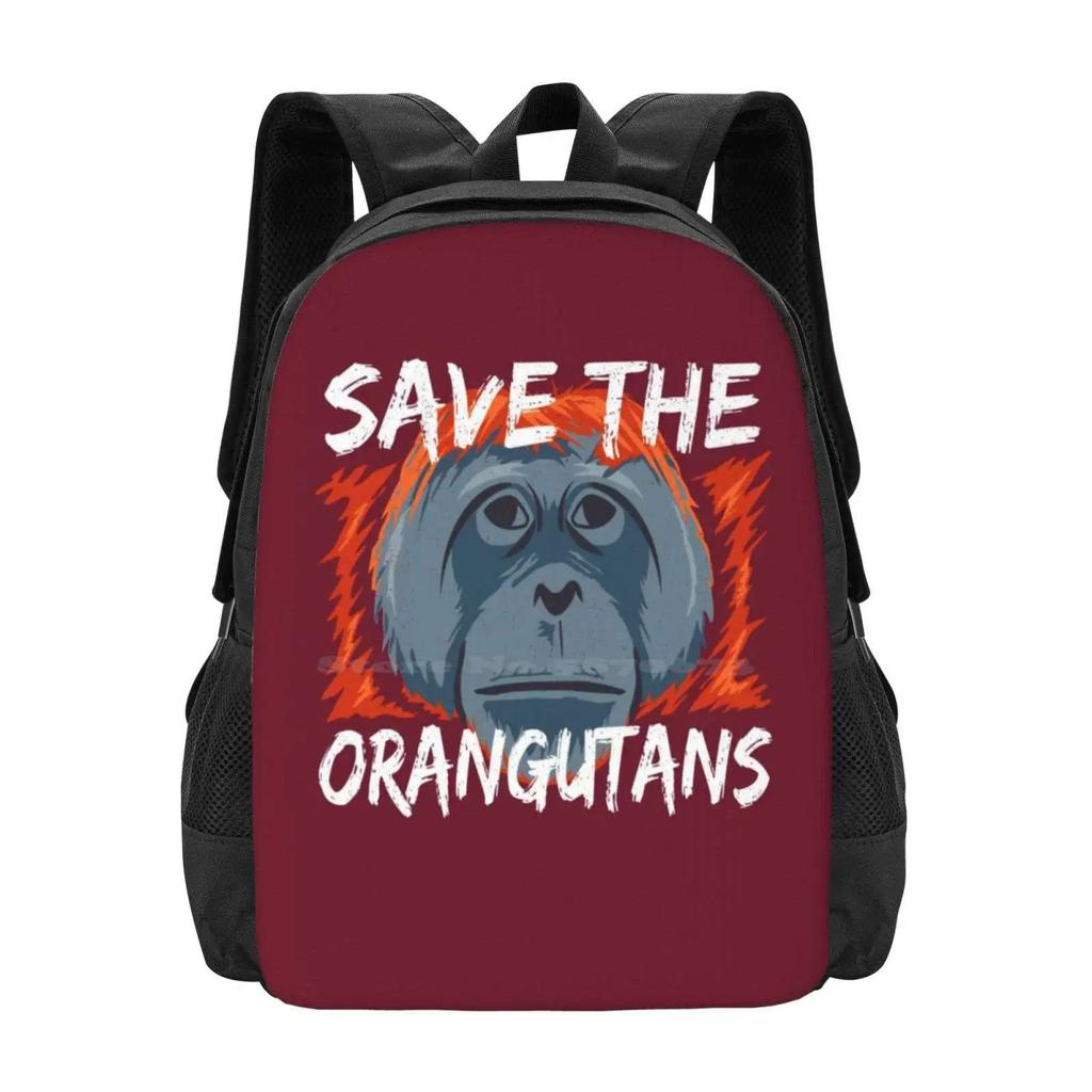 Save The Orangutans-Orangutan Conservation Pattern Design Bagpack School Bags Primate Save Orangutans Save The Orangutan Save