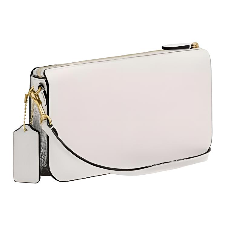 Coach 21 Bella Gold Logo Polished Pebble Leather Crossbody Bag Small Women bags Pink White CR970-B4HA
