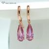 Fashion Long Rose Gold Color Water Drop Cubic Zirconia Dangle Earrings For Women Luxury Wedding Party Jewelry Romantic Gift