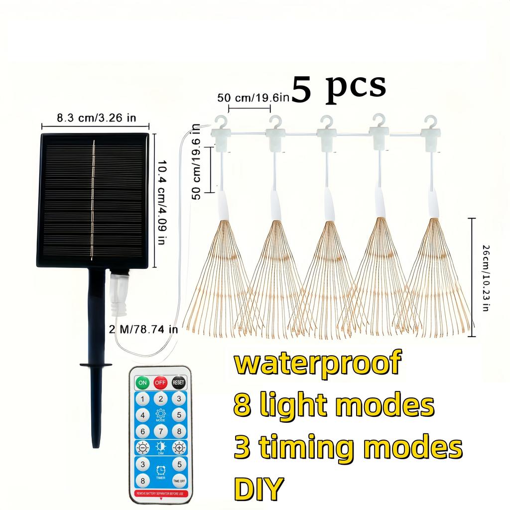 180-450 светодиодов Солнечные шары-фейерверки, Дистанционное управление 8 режимов Регулируемые Подвесные Медные Проволочные Фонари, для Дворового освещения