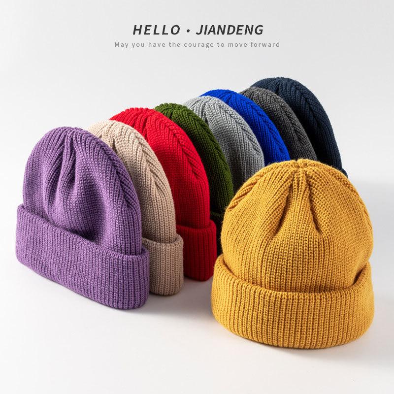 Winter Acrylic Warm Bean Hat Cute and Versatile Light Plate Wool Cold Proof Flip Knit Hat