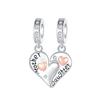 Copper Heart Shaped Warm Family Mom Charm Beads Fit Original Bracelets Fine Diy Mother'S Day Jewelry Gifts