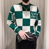 Новый мужской модный свитер с круглым вырезом и пэчворком, осенне-зимний, контрастного цвета, с принтом букв, с длинным рукавом, свободный, повседневный, вязаный топ