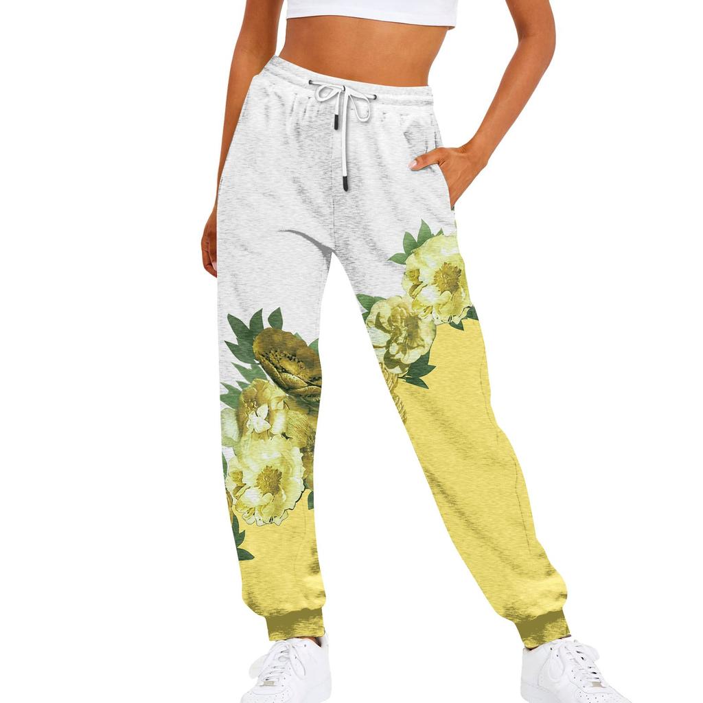Women's Casual Fashion Sweatpants Printed Pants Elastic Waist Drawstring Pants