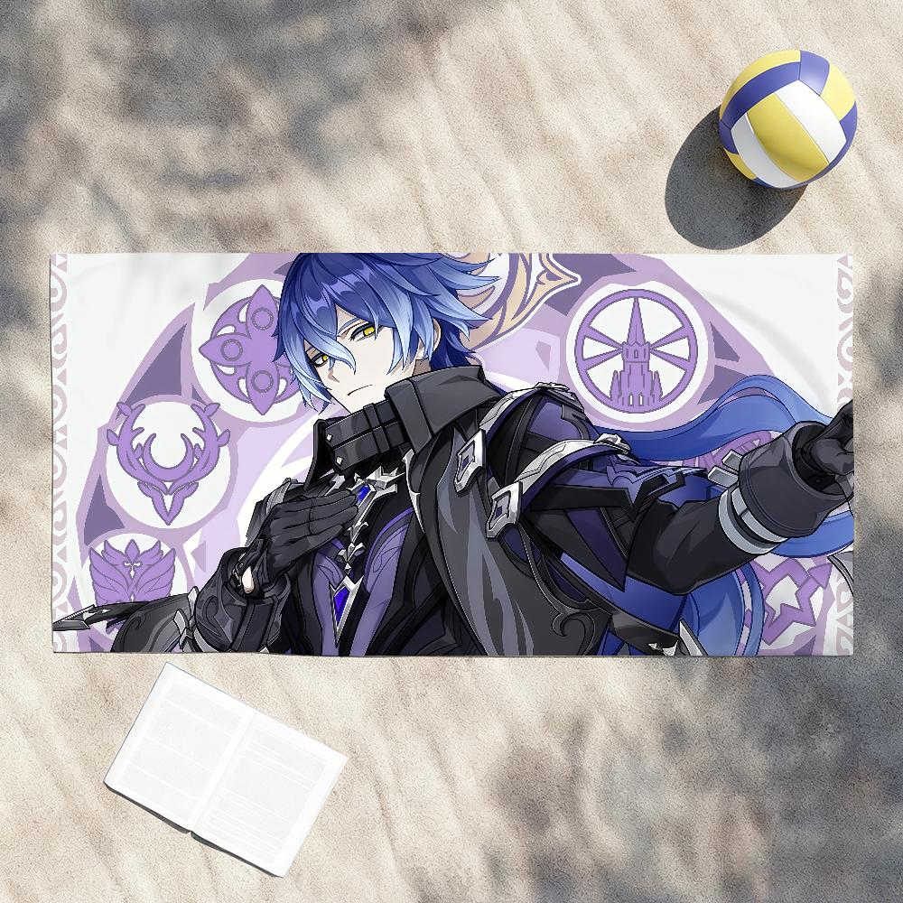 Game Flins Genshin Impact Towel Soft Lightweight Anti-Sand Large Beach Towel Quick-Drying Bath Sports Family