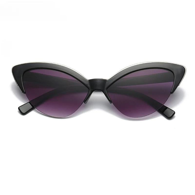 Vintage White Cat Eye Sunglasses Women Fashion Small Half Frame Eyewear Travel Sexy Sun Glasses
