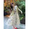 White Pastoral Sleeveless Vest Dress Women's New Summer Casual Small Niche Design Floral Long Dress