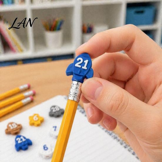 Numbered Pencil Caps for Primary School Cute Toppers, Lovely Charms, Pen Soft Elastic Pencils Toppers Decorations Supplies Classroom Rewards Silicone