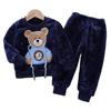 Autumn Winter Baby Boy Flannel Pajamas Sets Plush Hooded Jacket 2pcs Children's Casual Outfit Suits Kids Velvet Tracksuit Toddler Girl Clothing