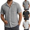 Мужская повседневная рубашка с карманом и воротником, с коротким рукавом