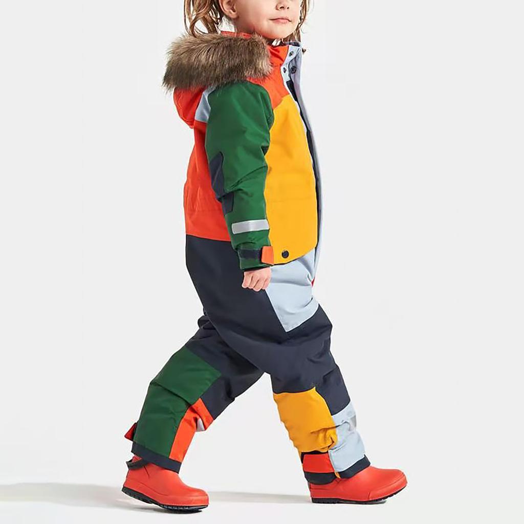 Детский зимний красочный лыжный костюм, зимние комбинезоны для мальчиков и девочек, водонепроницаемые лыжные комбинезоны, сноубордическая куртка, пальто