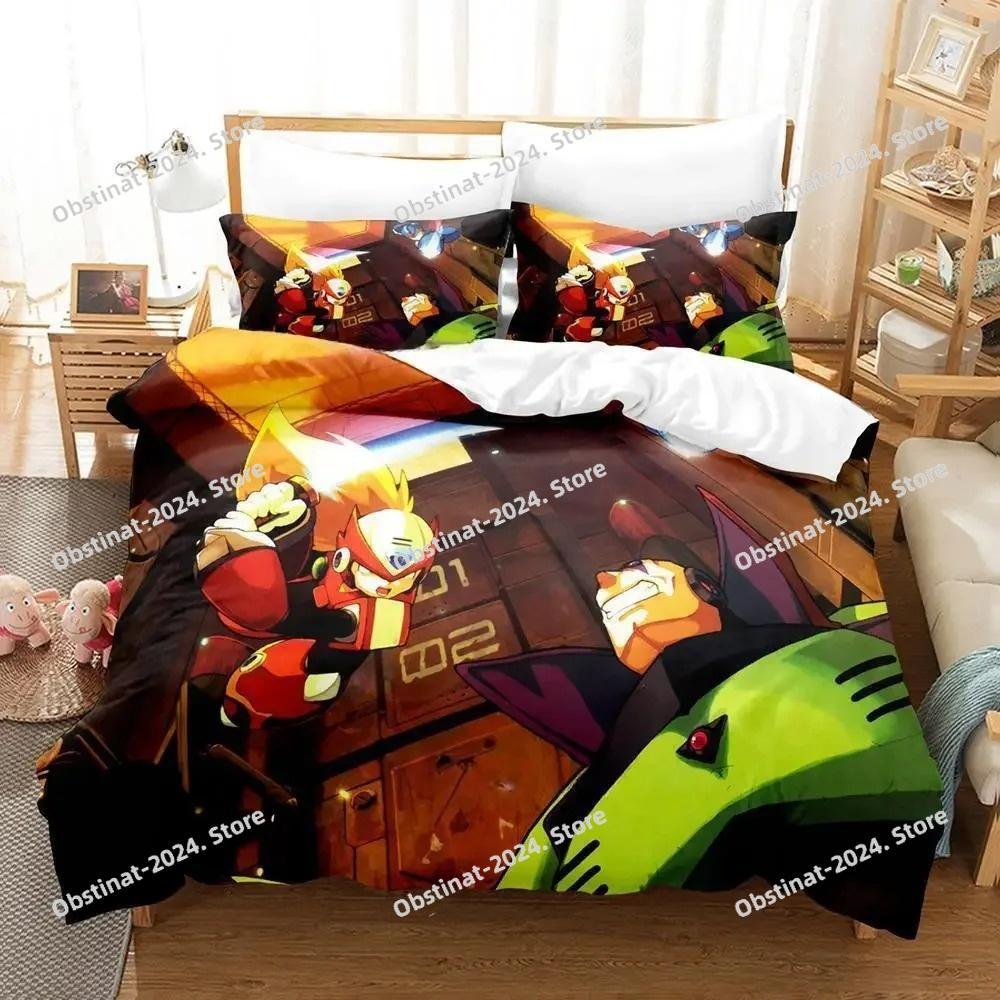 Mega Man X DiVE Bedding Set Printed Duvet Cover Sheet Pillowcase Bed Soft Quilt Cover Full Queen King Size Anime Bed Sheet Set