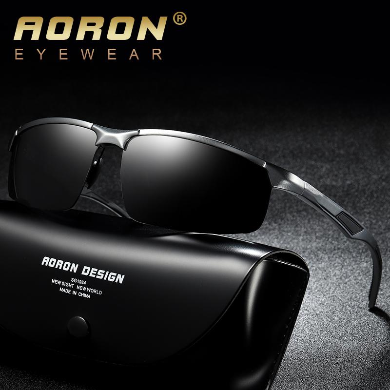 aoron Алюминиевая магниевая оправа, спортивные очки для вождения, мужские модные классические уличные поляризационные солнцезащитные очки с антибликовым покрытием