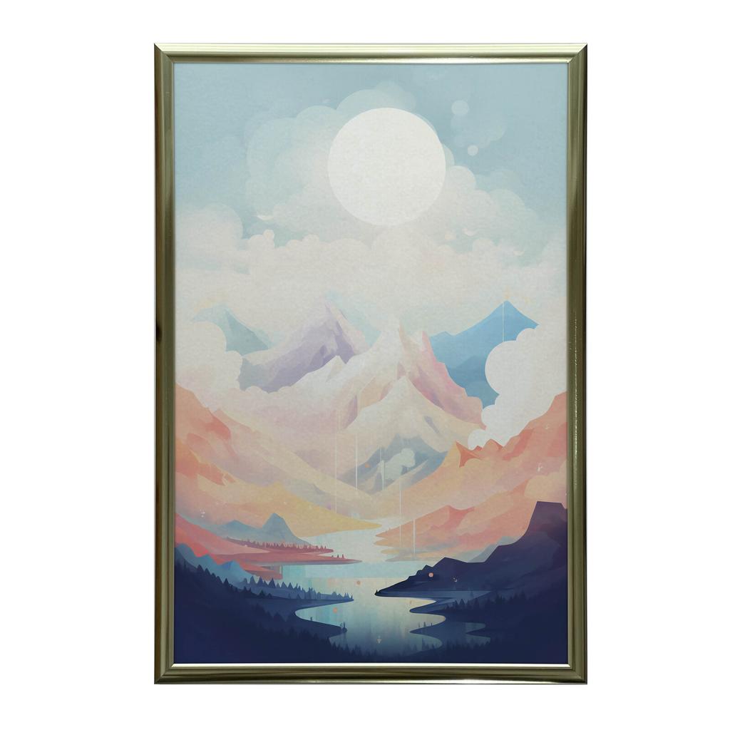 Pastelowa Melodia Gór Pastelowa Melodia Gór, 50X70 Cm, Bez Ramy, Płótno Premium Na Blejtramie