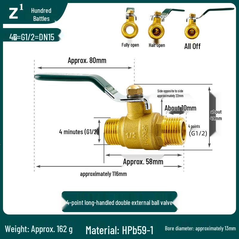 4-6 Point Copper Ball Valve: Internal/External Thread, Straight-Through Water Switch