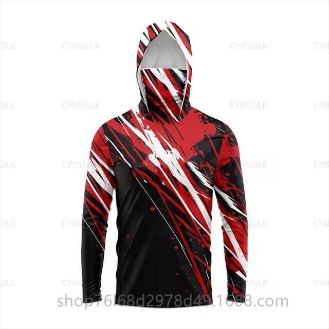 Outdoor sunscreen clothing, ice silk long-sleeved fishing clothing, quick-drying breathable hoodie, face towel, integrated mosquito-proof clothing
