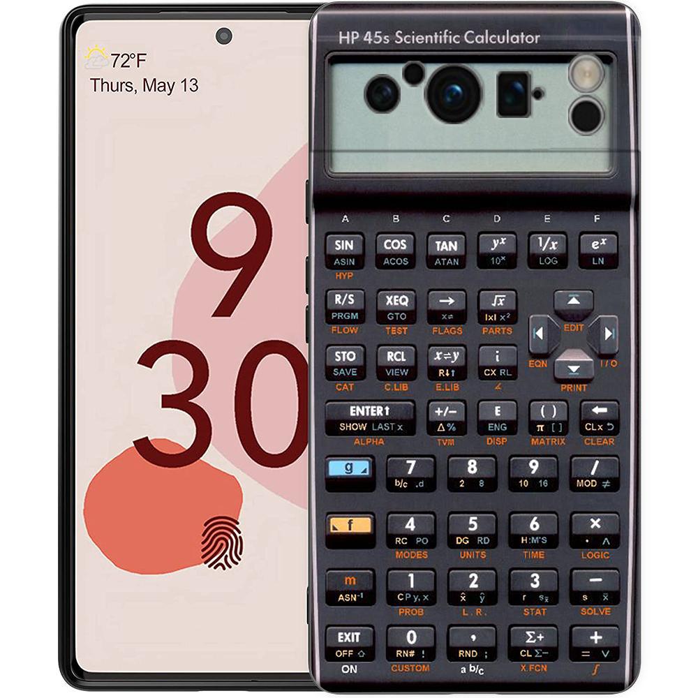 Ретро-чехол-телефон-калькулятор для Google Pixel 9 8 7 6 Pro XL 8A 6A 7A 5G Мягкий ударопрочный ТПУ Черный чехол