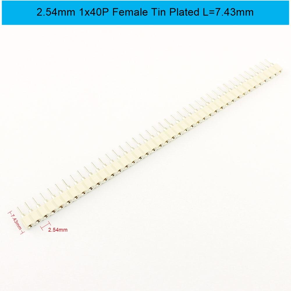 5pcs 2.54mm Pitch 1x40 2x40 40 80 Pin Female Male Hole Round Header Strip Connector Straight Single Double Row Tin Gold Plated