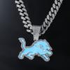 Men Women Hip Hop Blue Wolf Pendant Necklace With 13mm Crystal Cuban Chain HipHop Iced Out Bling Necklaces Fashion Charm Jewelry