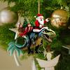 Christmas Pendant Santa Claus On Dinosaur Ornament 2D Flat Acrylic Hanging Decoration for