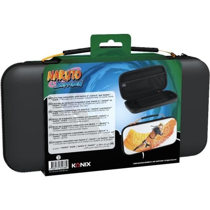 Housse De Protection Et Transport - KONIX - Naruto Shippuden Nintendo Switch 2 - Rangement Accessoires - Motif Naruto - Blanc