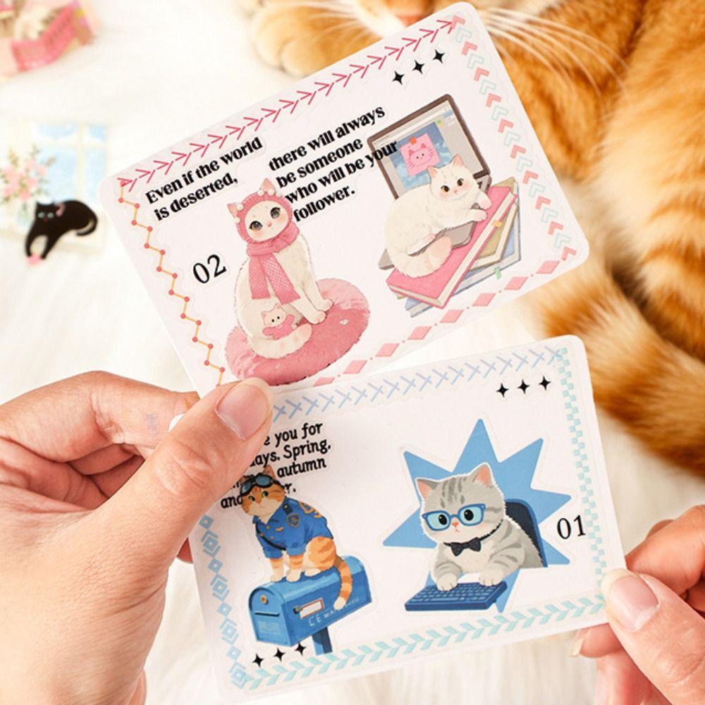 Cute Cartoon Style Stationery Stickers 60 Sheets Kitten Holiday Pet Stickers Scrapbooking