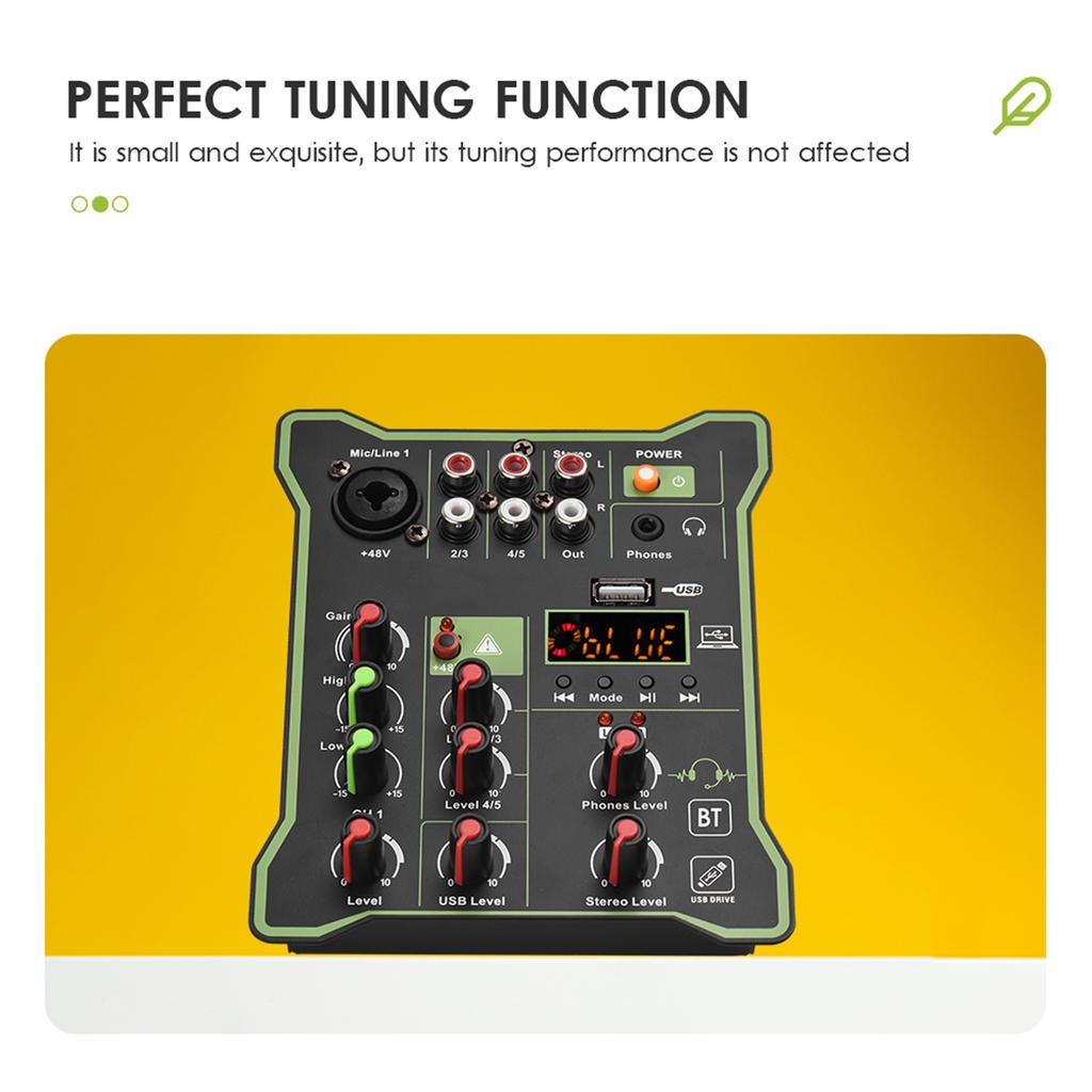 5-канальный компактный аудиомикшер, консоль для микширования звука, фантомное питание, 48 В, USB-аудиоинтерфейс, светодиодная подсветка