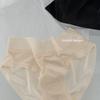 Summer Thin Ice Silk Underwear for Women Seamless Simple Solid Color Lace Briefs Edged Cotton Crotch Mid Waist Triangle Panties