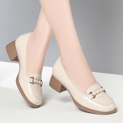 Женские слипоны на массивном каблуке - Квадратный носок, Низкий вырез, Дышащие, Супермягкая подошва, Удобные